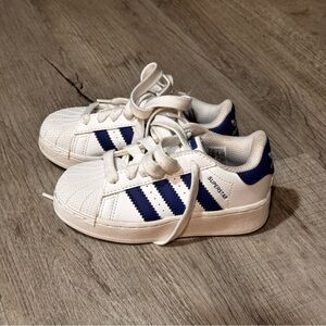 adidas Kids White and Navy Sneakers